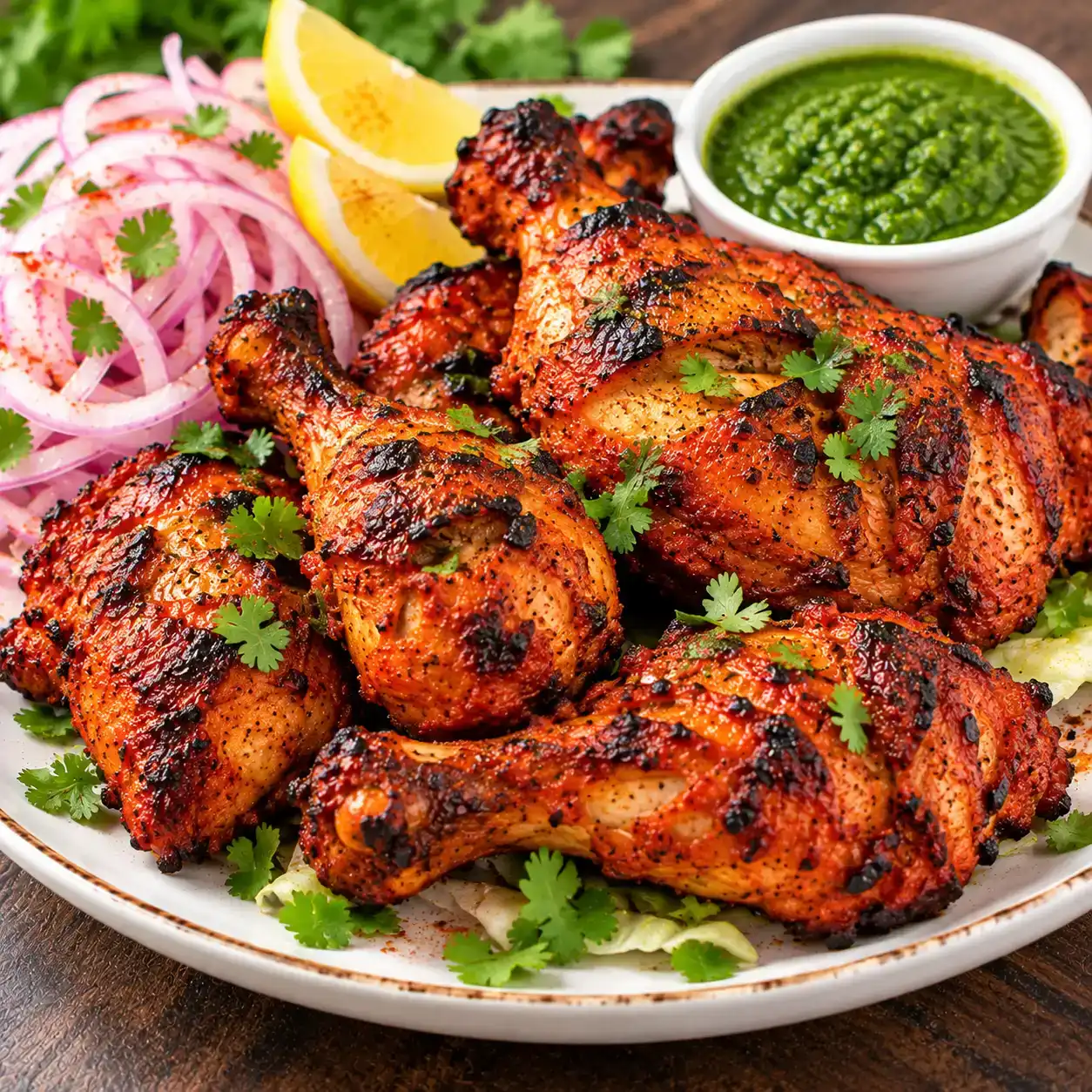 Tandoori Chicken — Chicken marinated in yogurt and spices, roasted for a smoky tandoori at Apna Bazar - Eatery